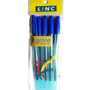 Linc Starline GL Ball Pen 5 pcs Pouch Pack Lightweight And Attractive Body Ergonomic Grip for Easy Handling Smooth and Fast Writing Blue Black Red Ink Pack Of 5