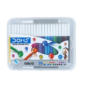 DOMS Aqua 24 Shades Watercolour Sketch Pen Set Unique Push Resistant Tip With Bright and Intense Colors Non-Toxic and Safe For Kids Colourful Sketching Doodling and Mandala Art Pack of 1 Multicolor