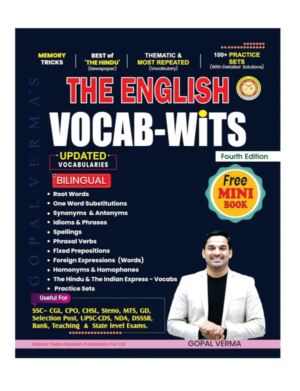The English Vocab With Free Mini Book Fourth Edition 100+Practice Sets With Detailed Solutions Updated Vocabularies Bilingual Useful For SSC CGL CPO CHSL STENO MTS GD POST UPSC CDS NDA DSSSB BANK STATE LEVEL EXAM By Gopal Verma