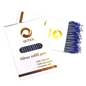 Qutex Silver Refill Pen Soft Smooth Swiss Pen Point Germany Ink 100 PCS Box QT-47730