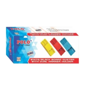Polo White and Black Board Duster with Dual Marker Holder Comfortable Handgrip Durable 