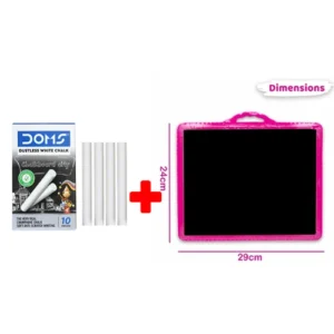 DOMS Dustless White Chalk Non Toxic With Diamond Black Board Double Sider Slate for Kids Learning Toy Hard Board Slate Combo Of 2 Skill Development Tool